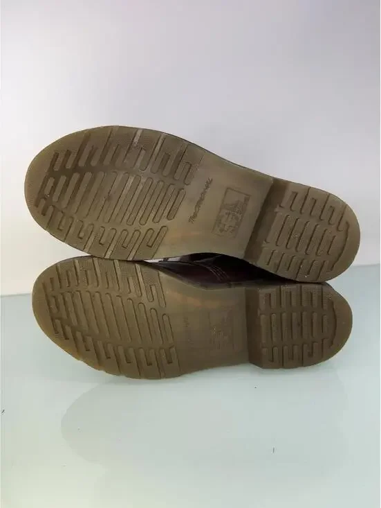 Dr Martens Aimilita W Sz 9 Brown Leather Fold Down Herringbone Tweed Lined Boots - Picture 7 of 9